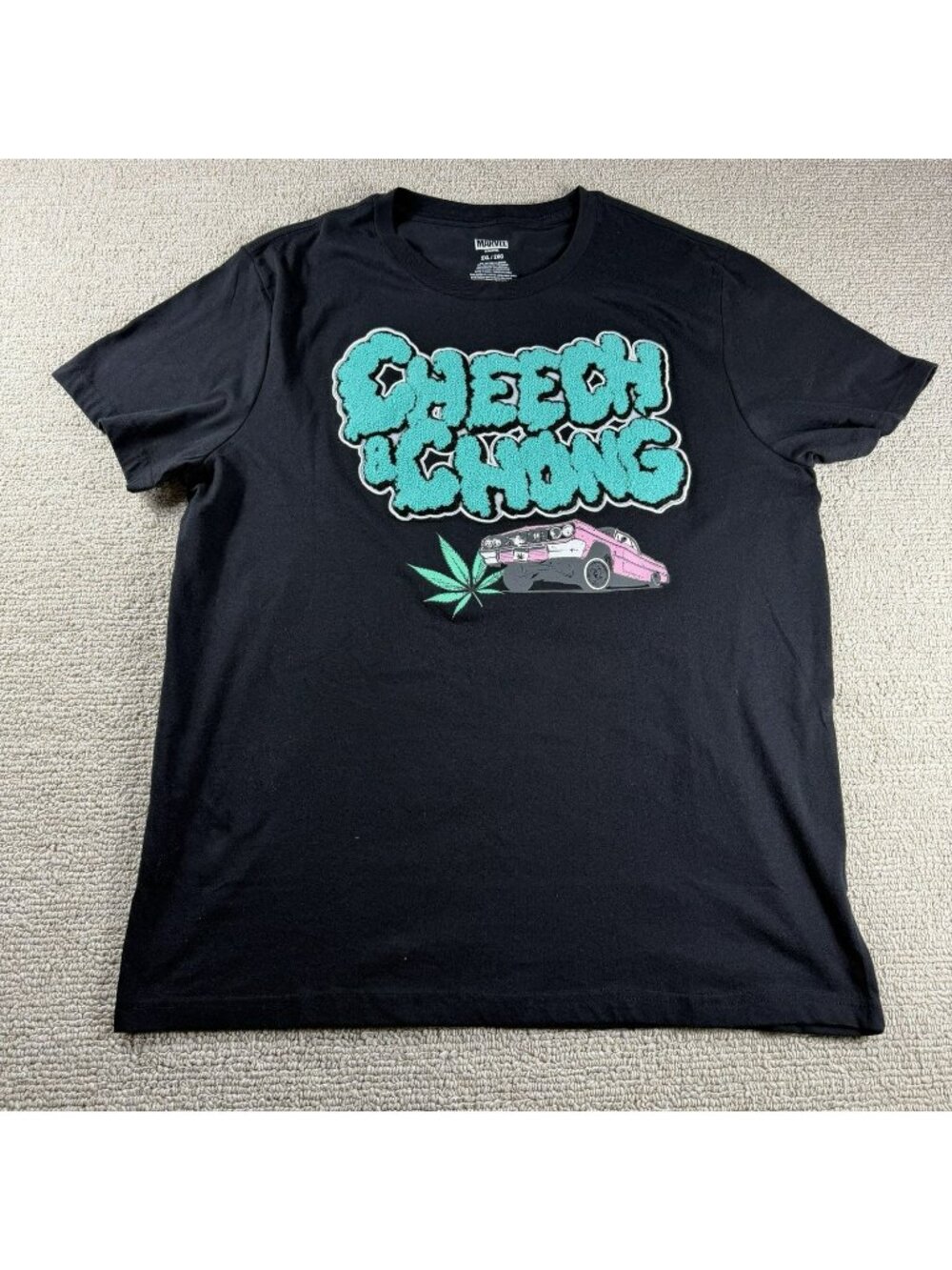 Marvel Cheech and Chong Puffy Embroidered Logo T-shirt Black Men’s Size XXL